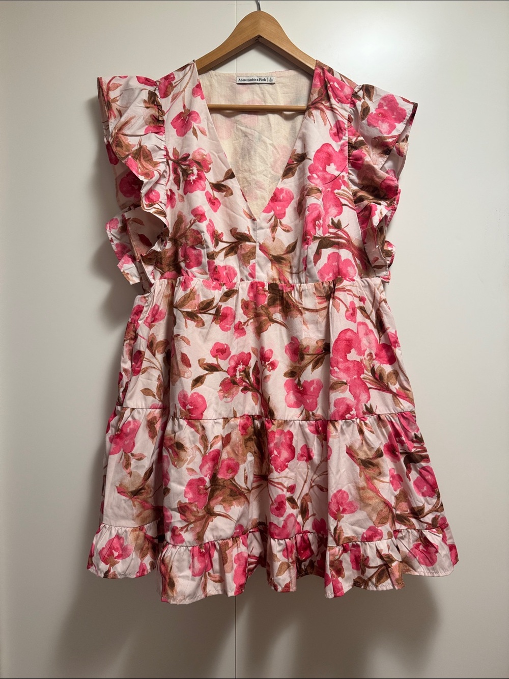 Abercrombie & Fitch Pink Floral Tiered Ruffle Dress